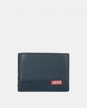 Кожаный кошелек темно-синего цвета на шесть карт , темно-синий Liberto