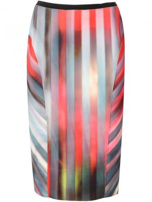 Двусторонняя юбка-карандаш с принтом Elie Tahari. Цвет: красный
