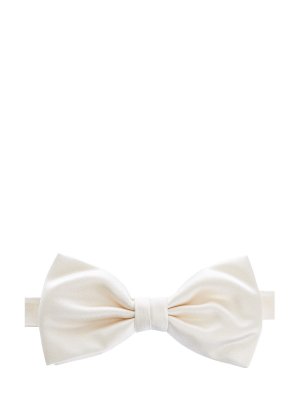 Шелковый галстук-бабочка в классическом стиле CANALI. Цвет: белый