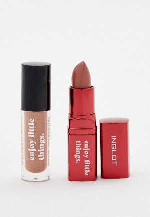 Набор для макияжа губ Inglot Lip makeup set enjoy little things (Kiss catcher 916 + gloss 57). Цвет: бежевый