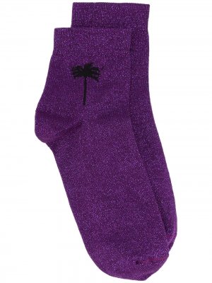 Носки с вышивкой Palm Angels. Цвет: фиолетовый