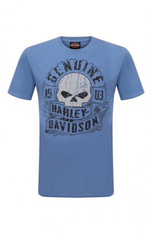Хлопковая футболка Harley-Davidson. Цвет: голубой
