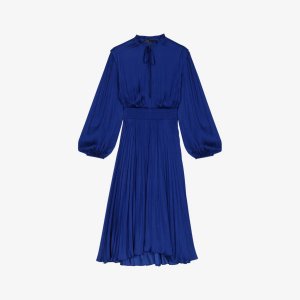 Атласное платье миди Raminette с V-образным вырезом , цвет bleus Maje