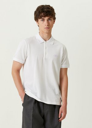 Белая футболка с воротником-поло Fendi. Цвет: белый