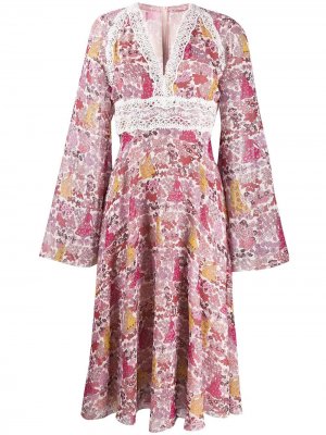 Расклешенное платье с длинными рукавами Giamba. Цвет: розовый