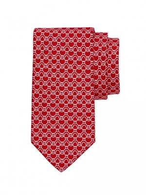 Шелковый галстук с принтом «Волны» , красный Ferragamo