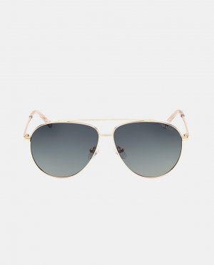 Солнцезащитные очки-авиаторы унисекс из золотистого металла с поляризационными линзами , золотой Skechers