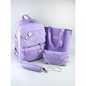 Комплект сумок шоппер Morios, нейлон, вмещает А4, внутренний карман, фиолетовый Россия. Цвет: голубой/белый