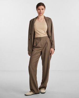 Женские длинные брюки Yas, коричневый YAS. Цвет: коричневый