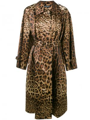 Тренч с леопардовым принтом Dolce & Gabbana. Цвет: телесный