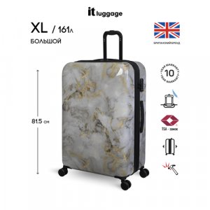 Чемодан IT Luggage, 161 л, размер L+, золотой, черный Luggage. Цвет: золотистый/черный/серый../серый
