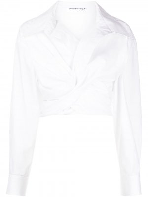 Укороченная блузка с V-образным вырезом Alexander Wang. Цвет: белый