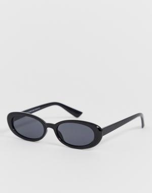 Черные овальные солнцезащитные очки -Черный New Look