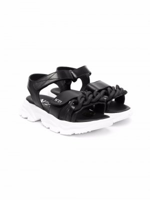 Chain-trim sandals Nº21 Kids. Цвет: черный
