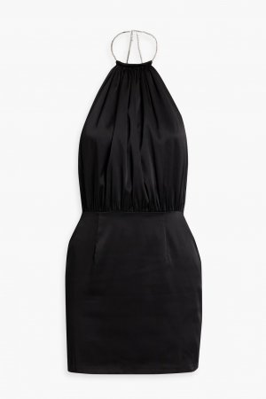 Платье мини Anahita из эластичного атласа с воротником-халатом , черный Retrofête