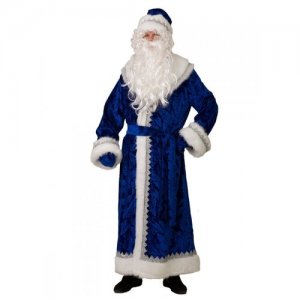 Карнавальный костюм «Дед Мороз», велюр тиснение, размер 54-56 Батик. Цвет: синий