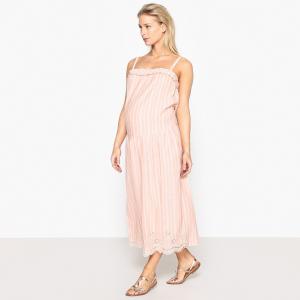 Платье в полоску для периода беременности La Redoute Collections. Цвет: в полоску/розовый