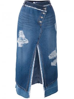 Асимметричная джинсовая юбка Steve J & Yoni P. Цвет: синий