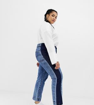 Мраморные джинсы прямого кроя с контрастными вставками COLLUSION Plus. Цвет: синий