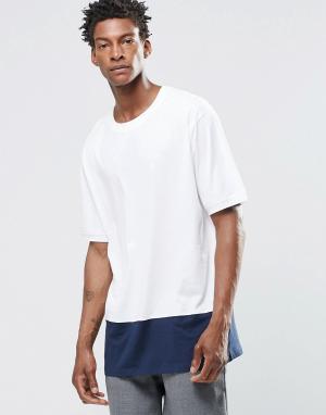 Oversize-футболка с круглым вырезом и контрастной вставкой ADPT. Цвет: белый