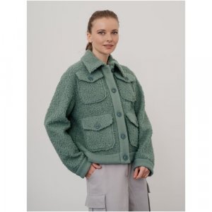 Куртка , демисезон/лето, укороченная, силуэт свободный, карманы, для беременных, размер M(46-48), зеленый Модный Дом Виктории Тишиной. Цвет: зеленый