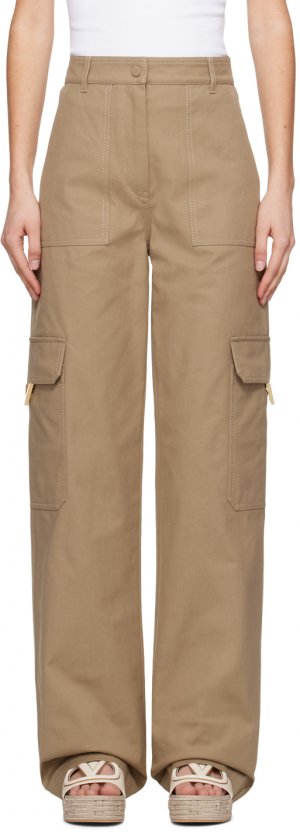 Бежевые брюки карго с карманами Valentino