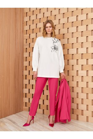 Удобные прямые женские брюки с эластичной резинкой на талии , розовый LC Waikiki
