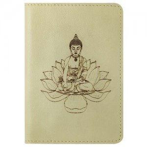 Обложка для паспорта Будда, кожа, нубук Replica House