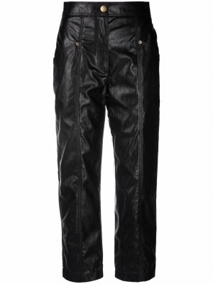 Укороченные брюки из искусственной кожи TWINSET. Цвет: черный