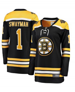 Женская черная домашняя футболка с логотипом Jeremy Swayman Boston Bruins 2017/18 , черный Fanatics