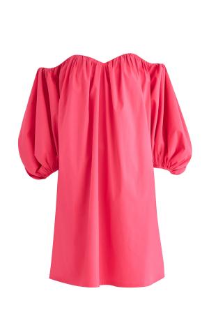 Платье-мини из батиста с открытой линией плеч и объемными рукавами A LA RUSSE. Цвет: розовый