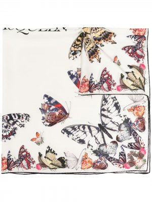 Платок с принтом Butterfly Decay Alexander McQueen. Цвет: ivory/черный