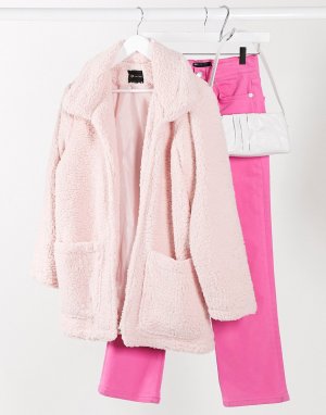 Розовая длинная флисовая куртка -Розовый I Saw It First