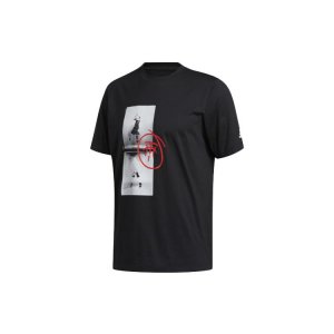 Tmac Logo Баскетбольная спортивная футболка с коротким рукавом Мужские топы Черные GE4108 Adidas