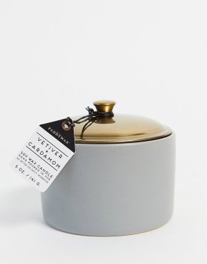 Серая керамическая свеча с ароматом ветивера и кардамона HYGGE-Бесцветный Paddywax