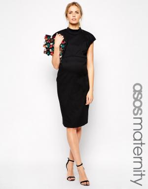 Офисное платье-футляр с топом свободного покроя для беременных ASOS Ma Maternity. Цвет: черный