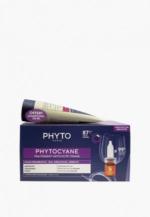 Набор для ухода за волосами Phyto Фитоциан сыворотка п/выпадения волос женщин + шампунь 100 мл 12*5 мл/100