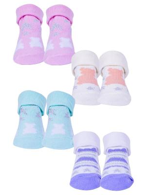 Носки, 4 пары Malerba. Цвет: сиреневый, молочный, розовый