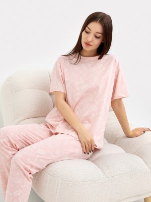 Комплект женский (футболка, брюки) Mark Formelle. Цвет: париж на цвете лотос