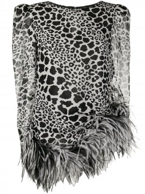 Блузка с леопардовым принтом Alessandra Rich. Цвет: белый