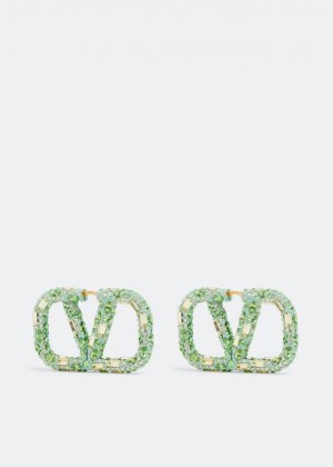 Серьги VLogo Signature strass earrings, зеленый Valentino Garavani