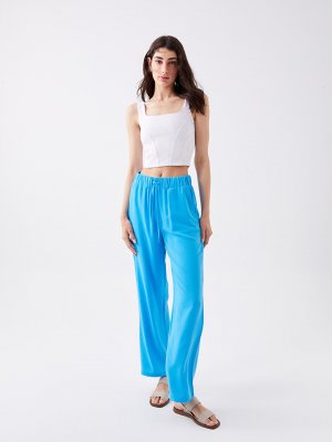 Удобные женские брюки с эластичной резинкой на талии и прямыми карманами , синий LCW Casual