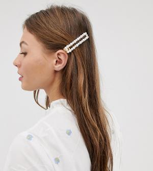 Заколка для волос с искусственным жемчугом -Белый DesignB London