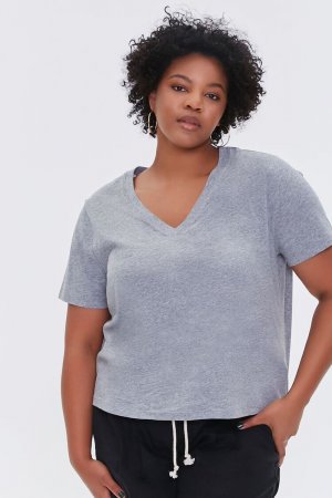 Базовая футболка больших размеров из органически выращенного хлопка , серый Forever 21