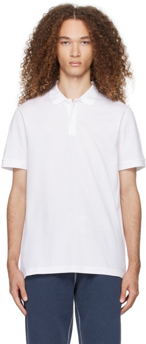 Белая рубашка-поло на двух пуговицах , цвет White Sunspel