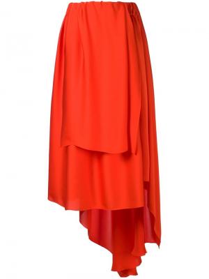 Асимметричная драпированная юбка Maison Rabih Kayrouz. Цвет: красный