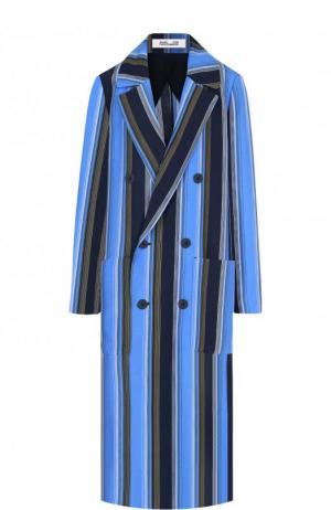 Шелковое пальто с цветочным принтом Diane Von Furstenberg. Цвет: голубой
