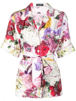 Блузка в пижамном стиле с поясом Dolce & Gabbana