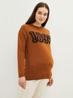 Трикотажный свитер для беременных с круглым вырезом и вышивкой LCWAIKIKI Maternity