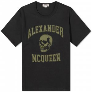 Футболка Alexander Mcqueen Varsity Skull Logo, цвет Black & Khaki